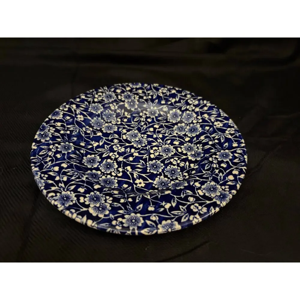 Queens Blue Ditsy Floral Dessert Salad Plate 7.5” x 7.5”  Shabby Cottage